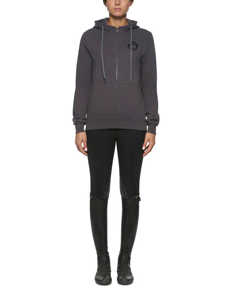Sweat gris foncé avec capuche e interior polaire pour femme - Cavalleria Toscana