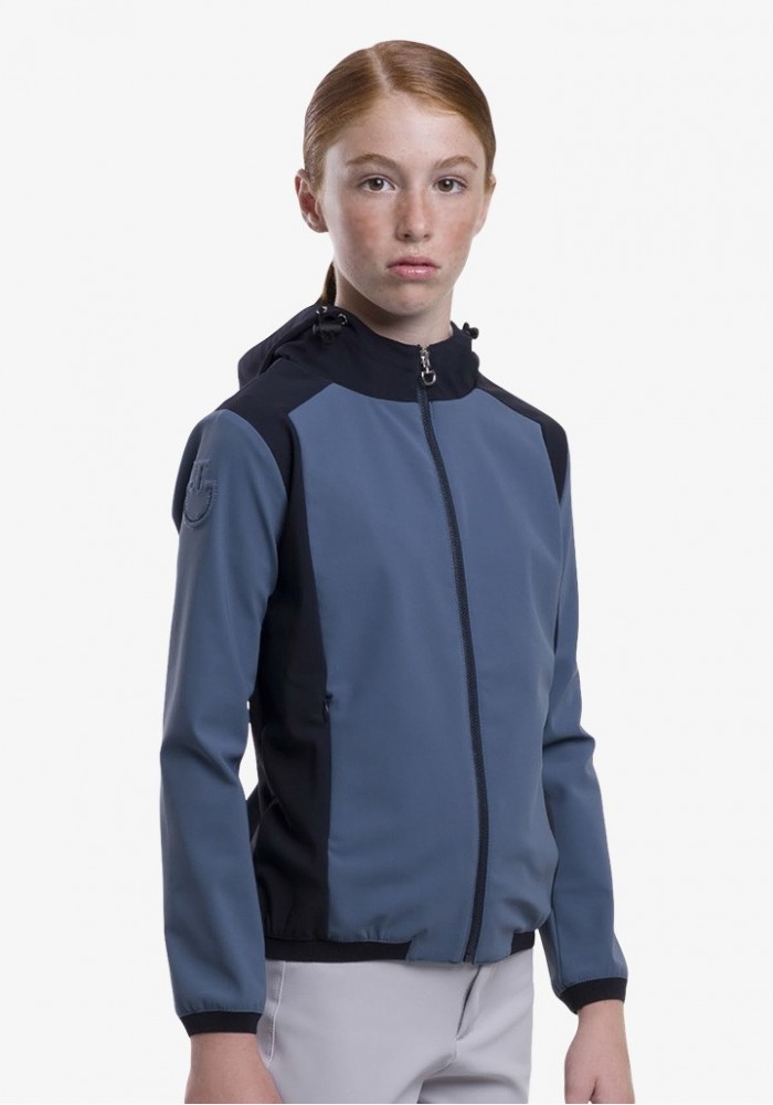 Technical bluish-grey junior unisex hooded jacket - Cavalleria Toscana
