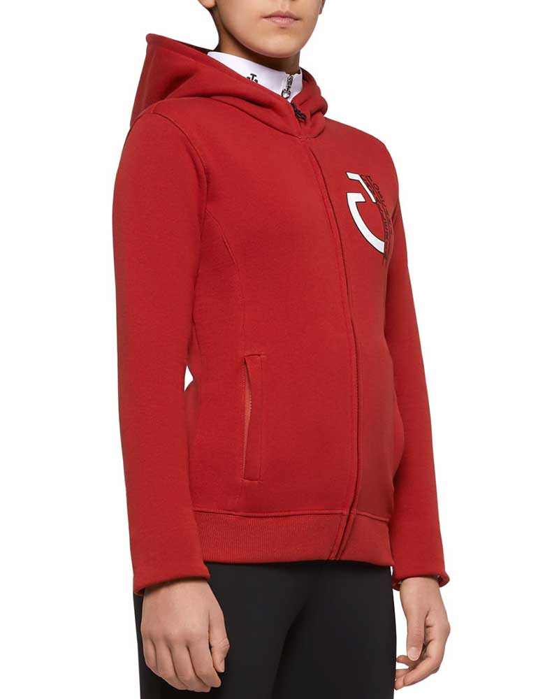 Sudadera polar roja con cremallera y capucha junior unisex - Cavalleria Toscana