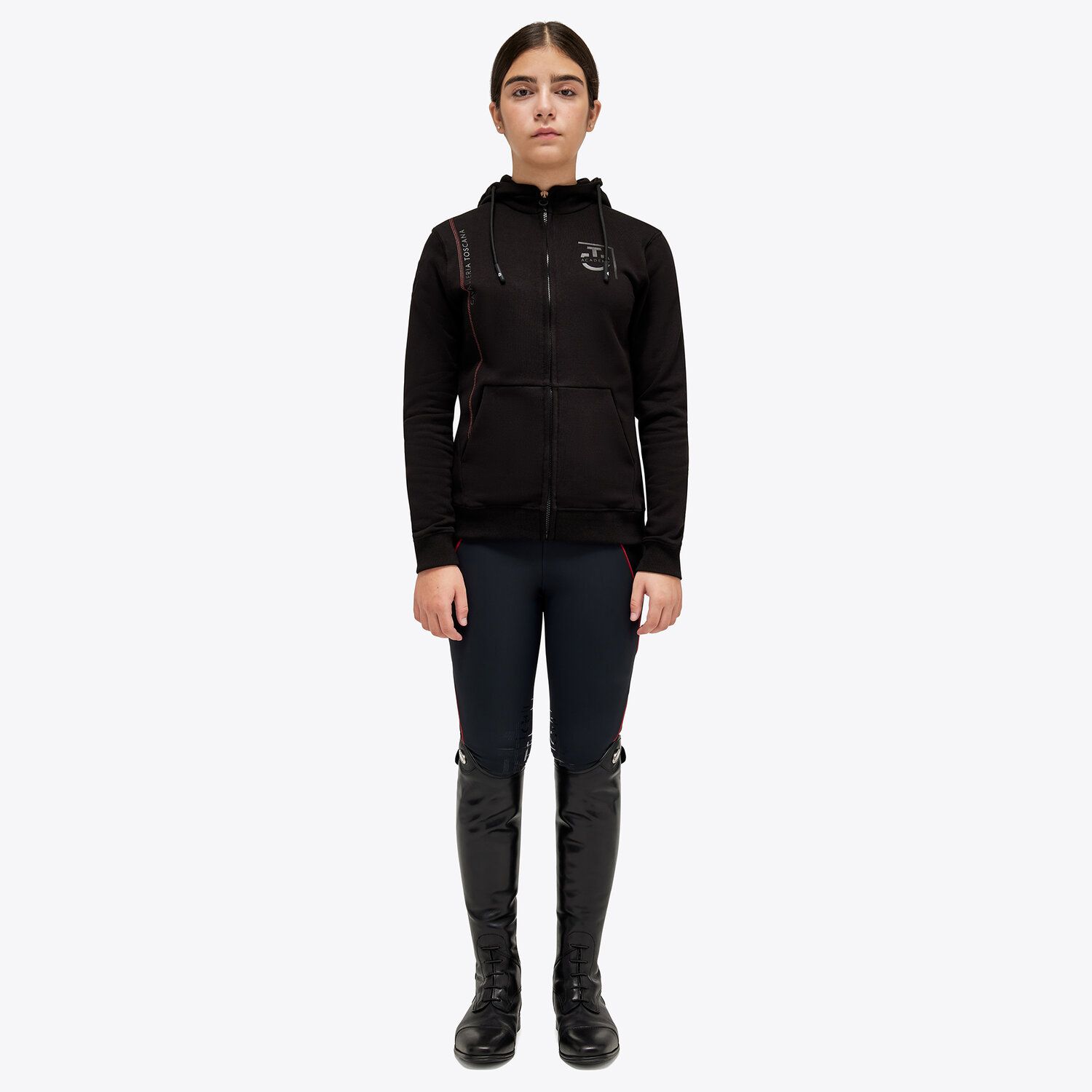 Veste noire básica avec capuche et fermeture éclair junior Academy - Cavalleria Toscana