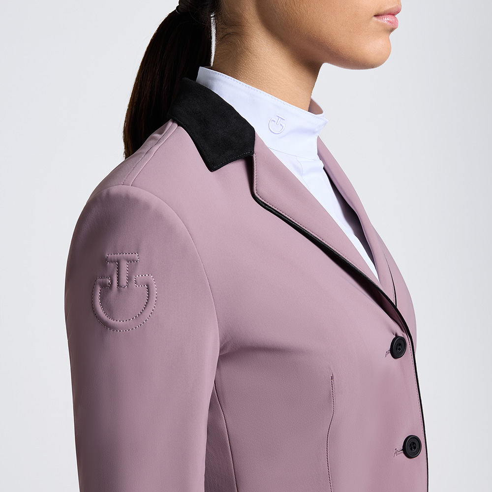 Lilac competition jacket with suede collar and contrasting trims for girls GP - Cavalleria Toscana