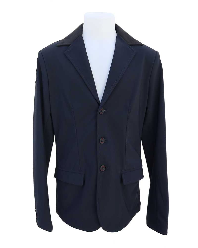 Boys' Navy Competition Jacket with Black Alcantara Collar - Cavalleria Toscana