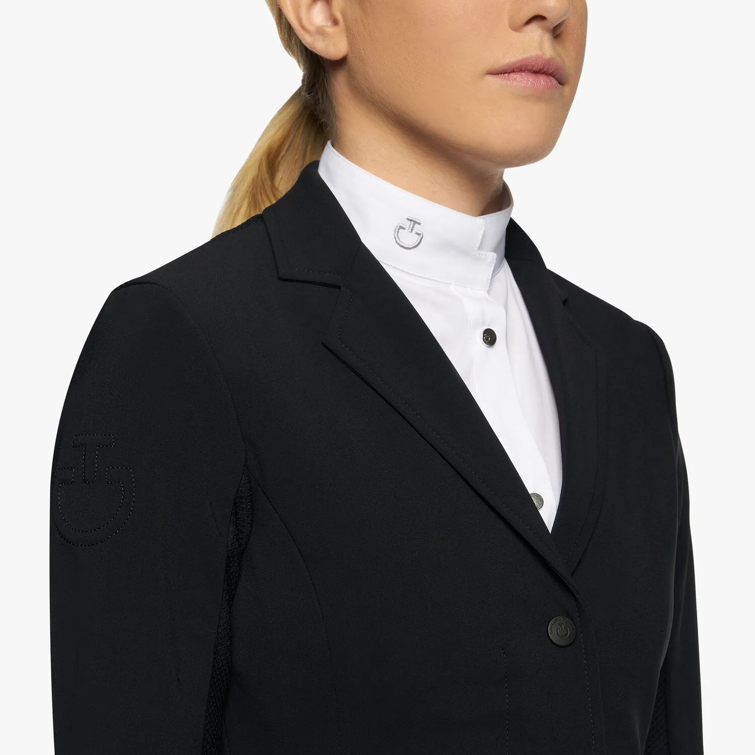 Veste de concours noire avec la espalda de tissu élastique pour fille - Cavalleria Toscana