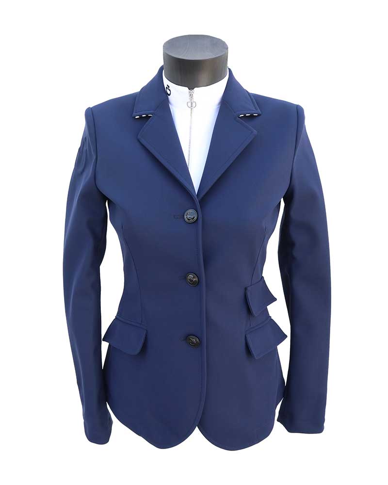 Veste de compétition bleu foncé avec interior du col à rayures pour femme - Cavalleria Toscana