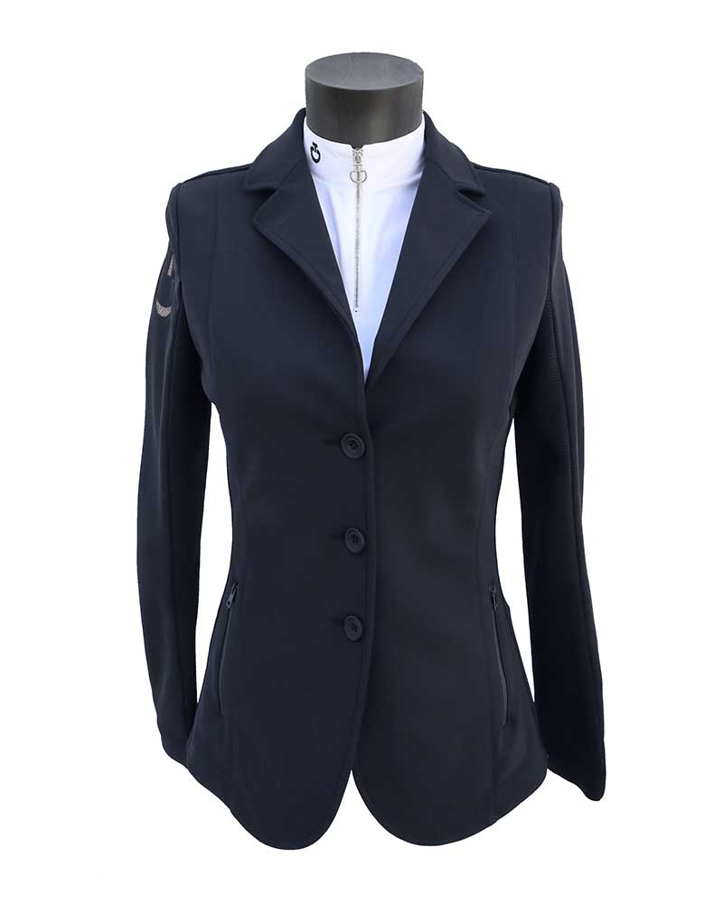 Veste de compétition avec espalda de maille de punto bleu marine avec logo argenté pour femme - Cavalleria Toscana Revolution