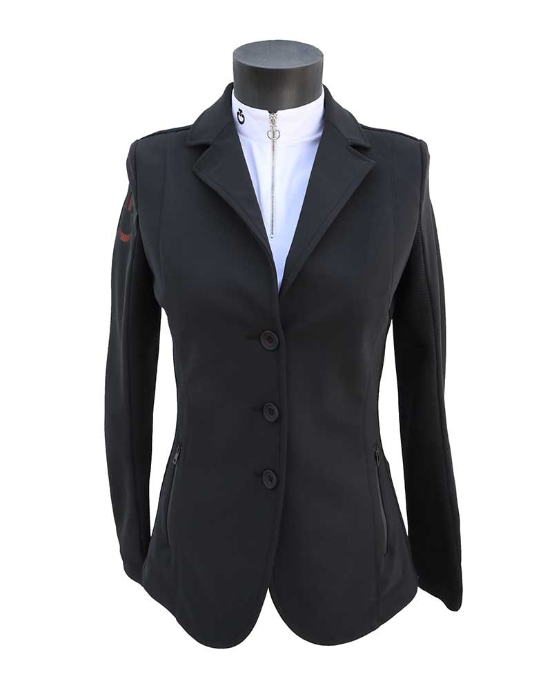 Women's Black Competition Blazer with Black Knit Mesh Back and Orange Logo – Cavalleria Toscana Revolution