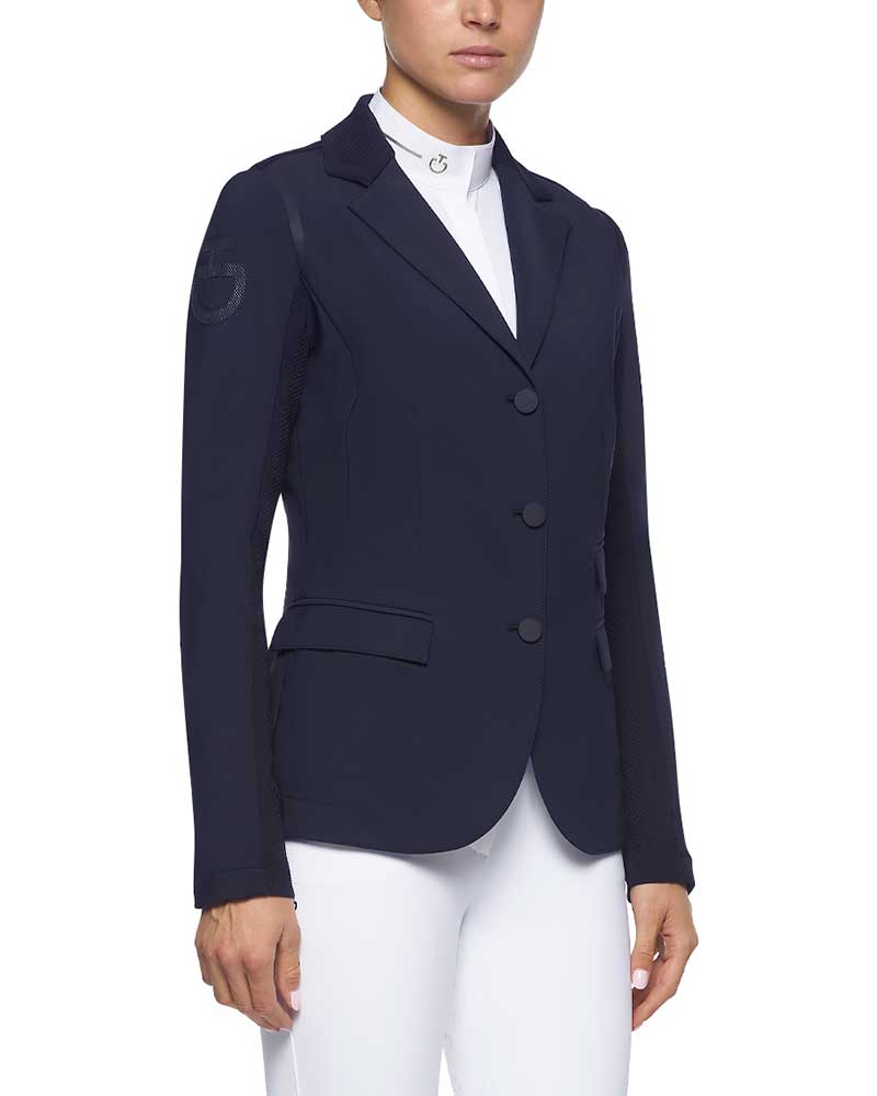 Navy Blue Competition Jacket with Knit Back for Women - Cavalleria Toscana Revolution