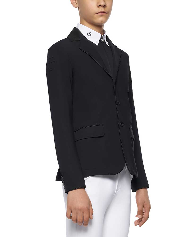 Boys' Black Competition Jacket with Alcantara Collar - GP - Cavalleria Toscana