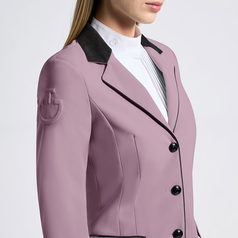 Veste de compétition lilas avec col de Alcantara et botones noire pour femme - Cavalleria Toscana