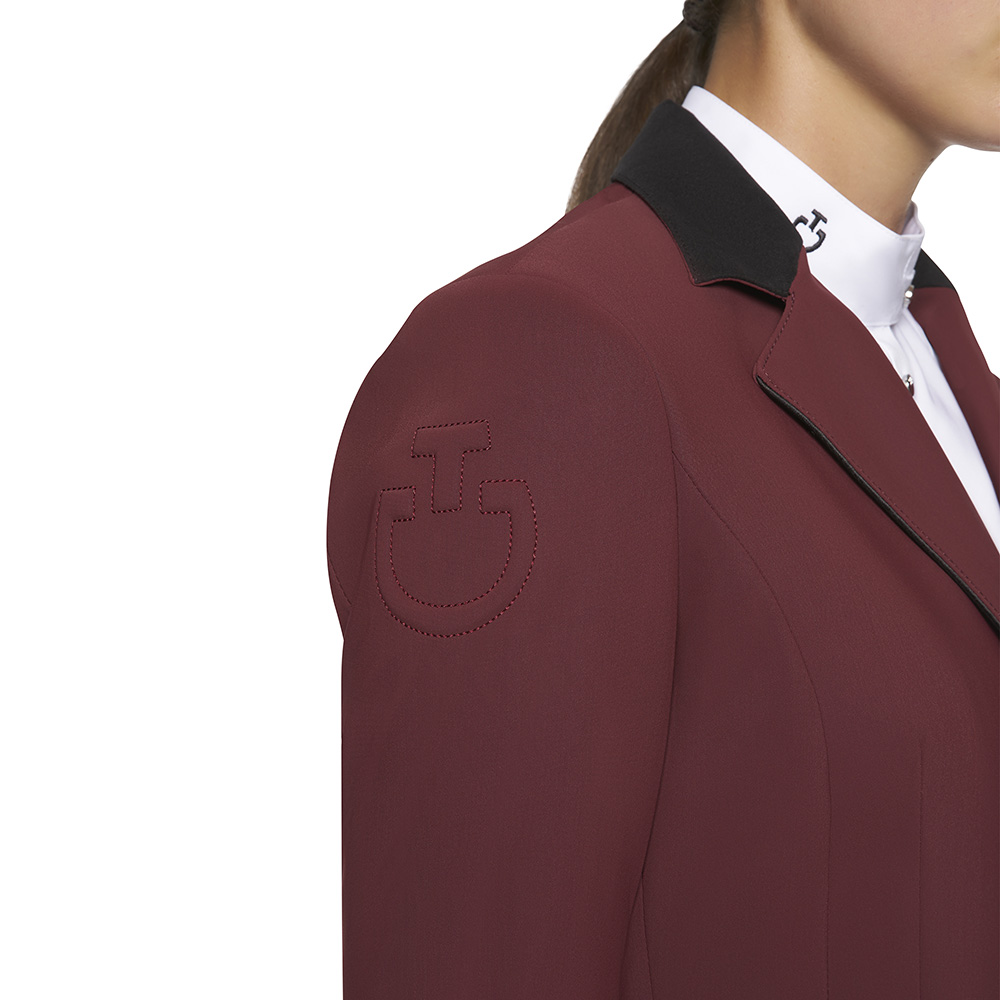 Veste de compétition bordeaux avec col de Alcantara et botones noire pour femme - Cavalleria Toscana