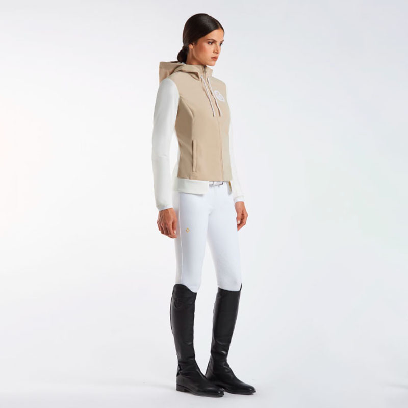 Women's Beige &amp; White Waterproof Jacket with Hood - Cavalleria Toscana