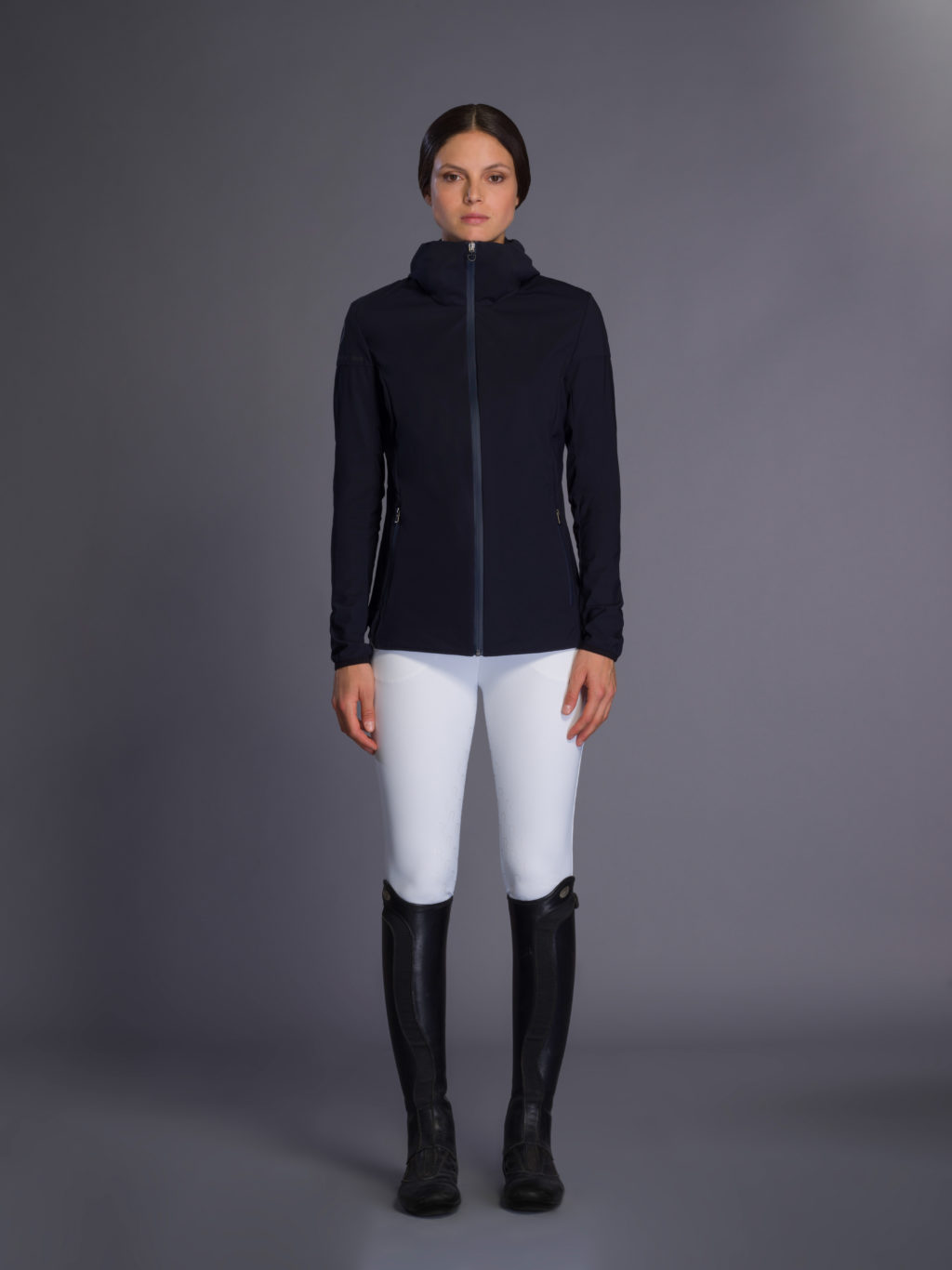 Navy blue hooded windbreaker for women - Cavalleria Toscana Revolution