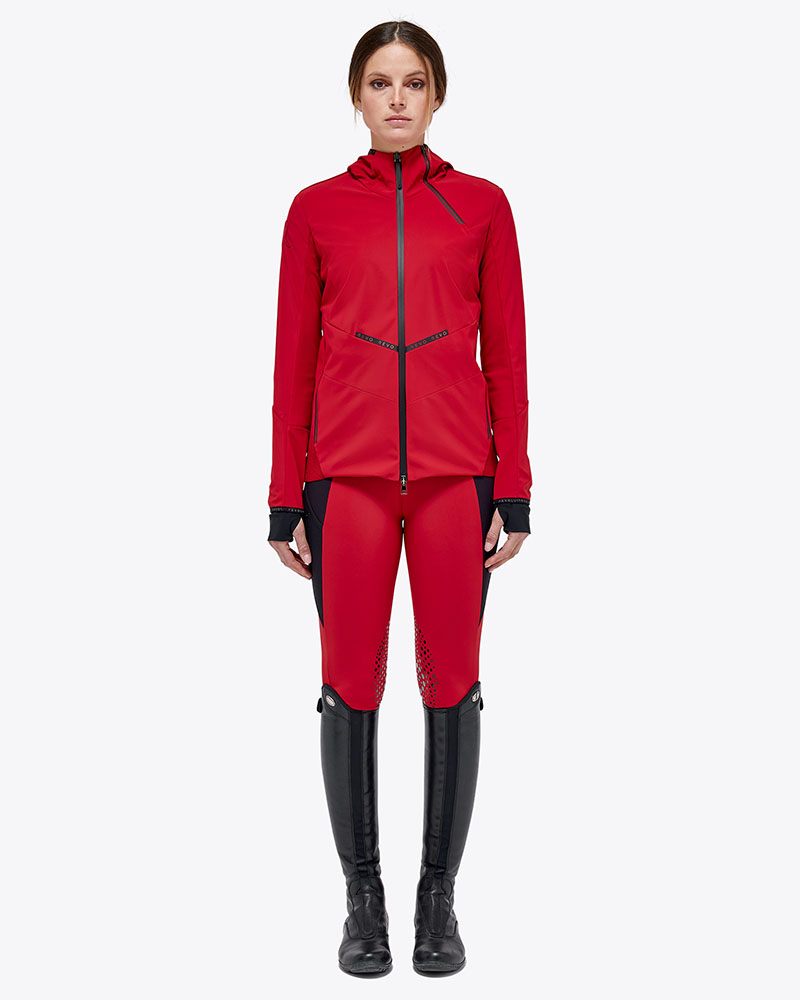 Red softshell windbreaker with black details for women - Revo - Cavalleria Toscana