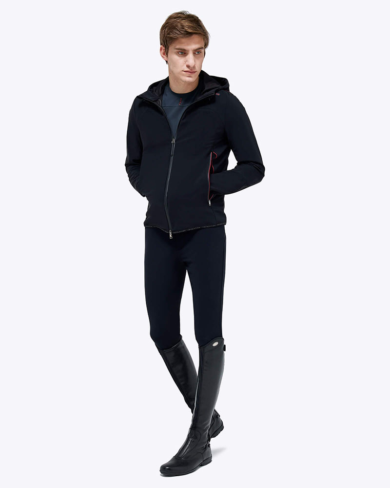 Softshell coupe-vent noir avec détails en rouge pour homme- Revo - Cavalleria Toscana