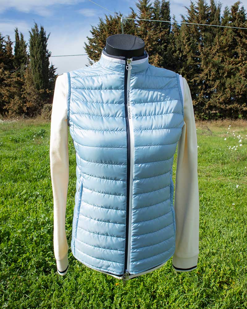 Gilet matelassé ultraléger bleu clair pour femme- Cavalleria Toscana