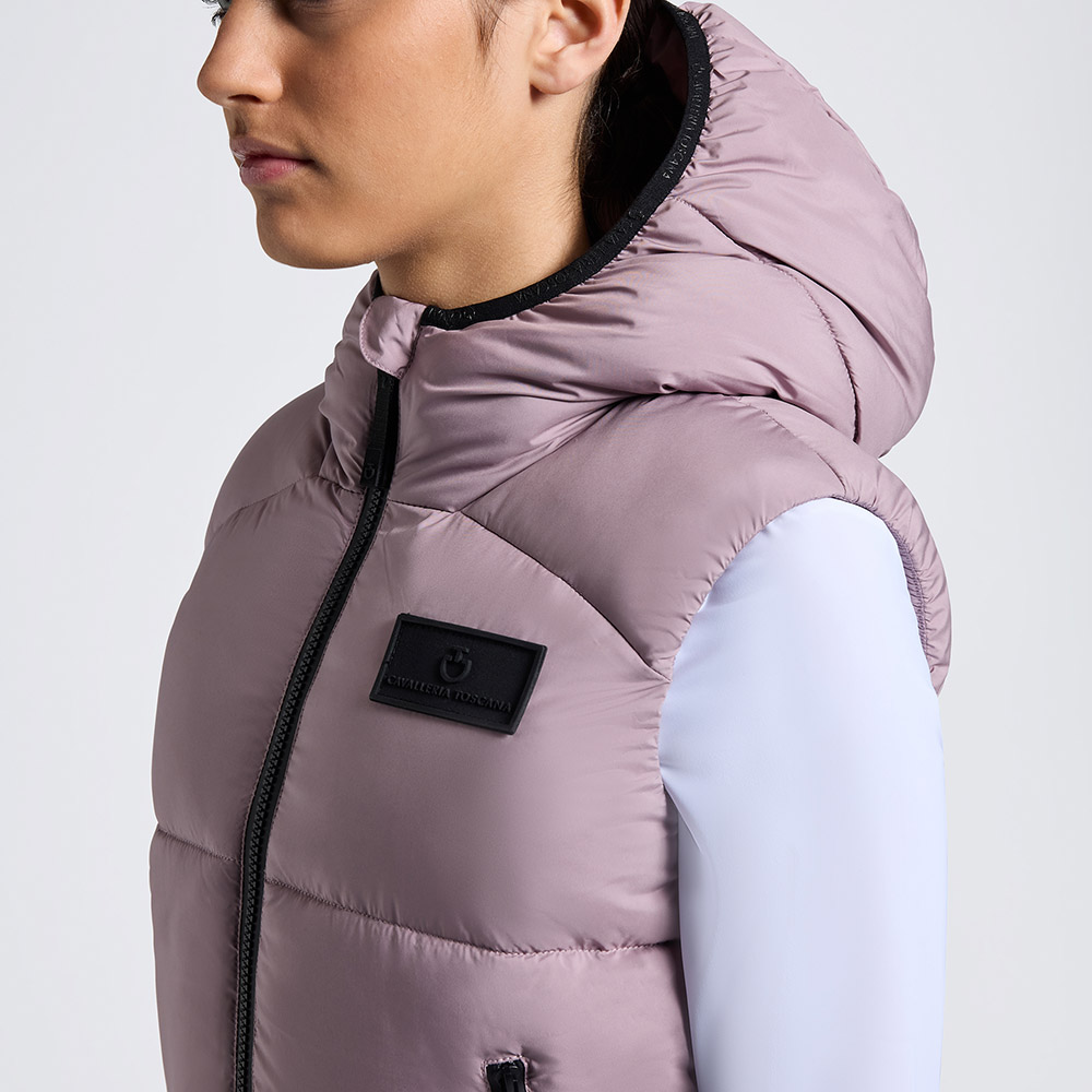 Chaleco de plumas rosa con capucha para junior (unisex) - Cavalleria Toscana