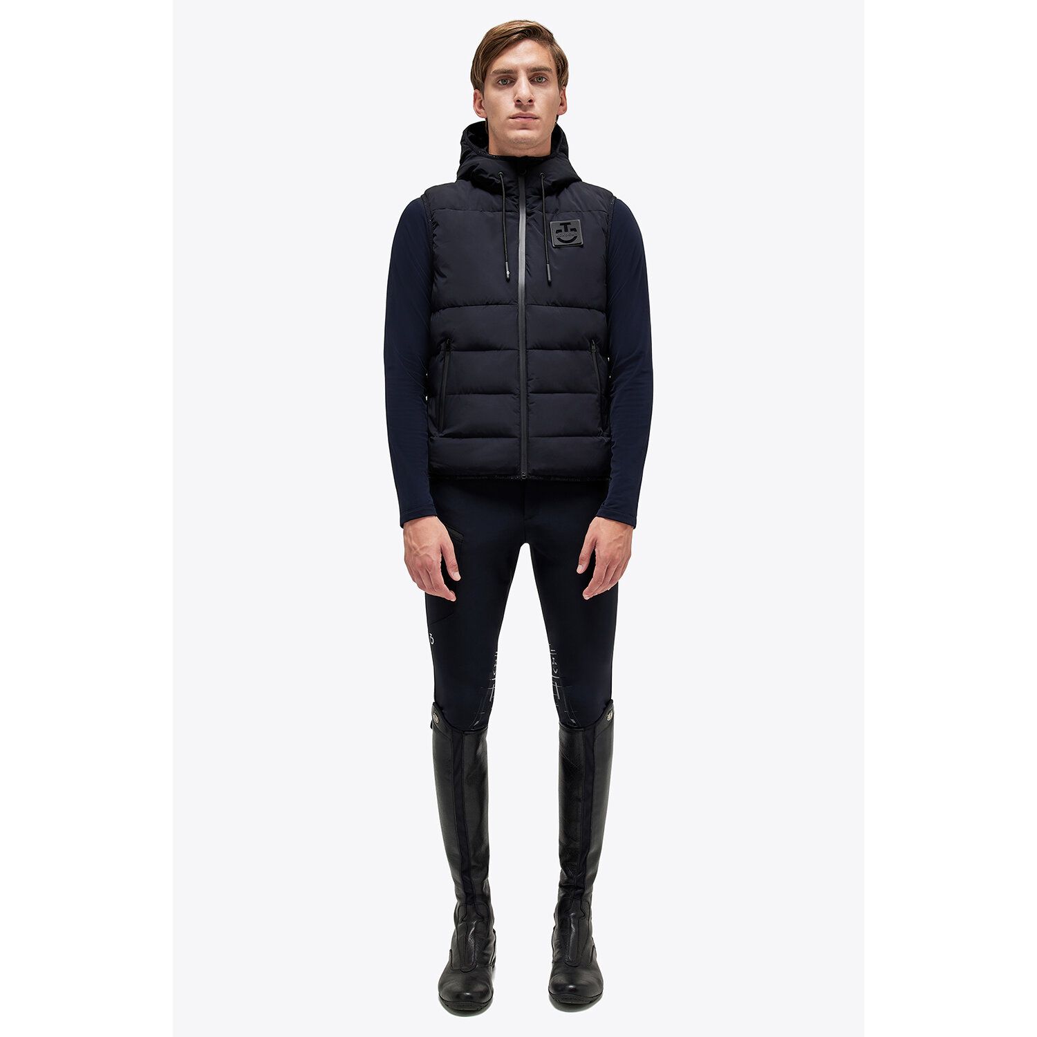 Thick black vest with hood and logo on the upper left Academy - Cavalleria Toscana