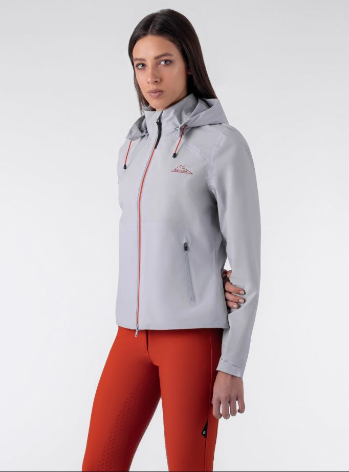 Light grey waterproof jacket for women with orange logo - Efrida - Equiline