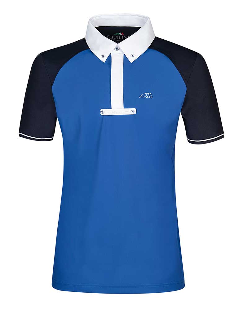 Polo de compétition à manches courtes bleu et bleu marine pour homme Gasto - Equiline