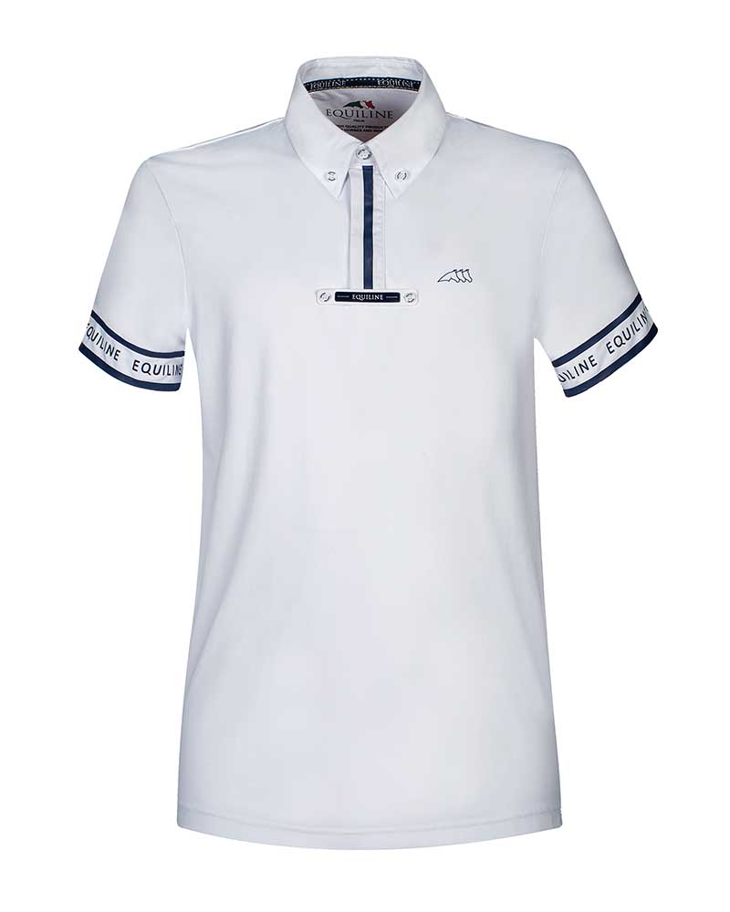 Polo de competición de manga corta blanco para hombre - Pirite - Equiline