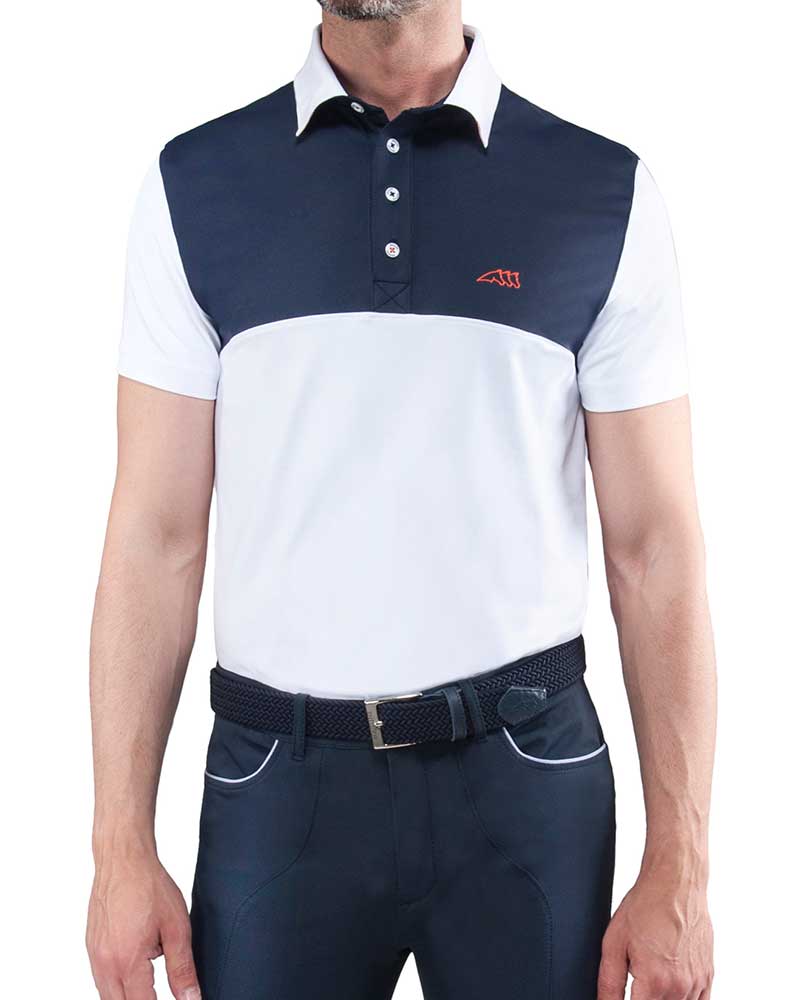 Polo à manches courtes bleu marine et blanc pour homme Collins - Equiline