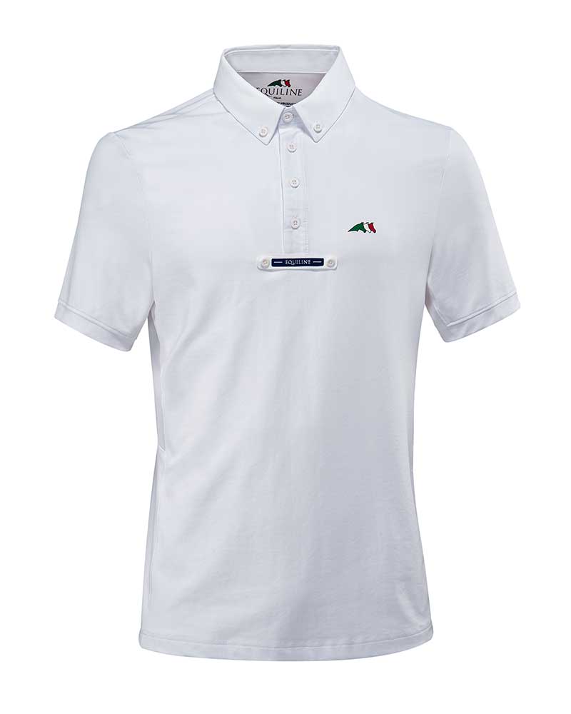 Men’s white short-sleeved piqué competition polo – Cotan – Equiline