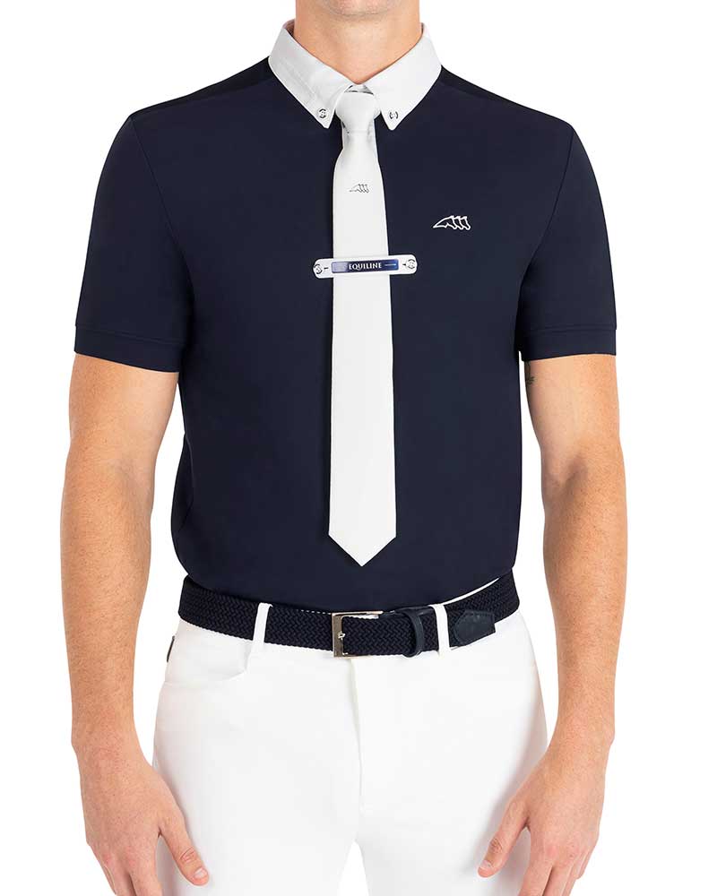 Polo de compétition à manches courtes bleu marine pour homme - Eldsone - Equiline