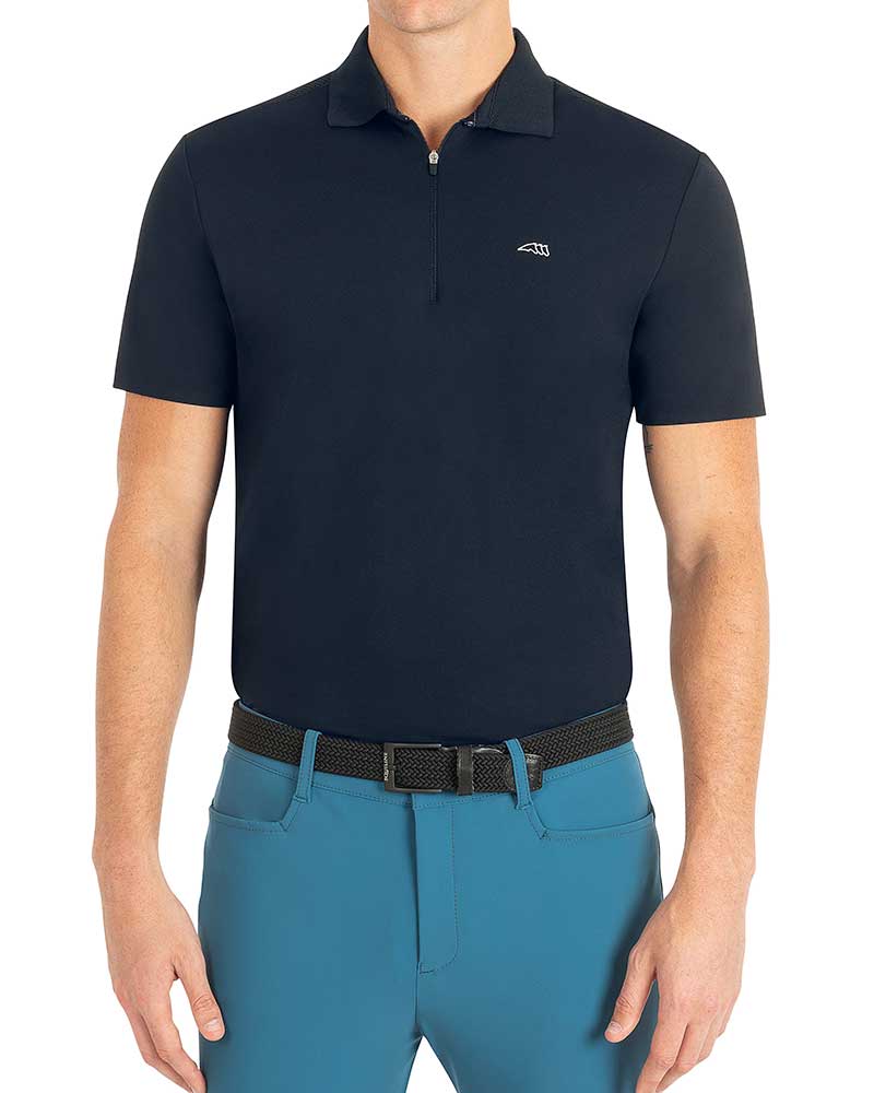 Navy blue short-sleeved micropiqué polo shirt for men Clemc - Equiline