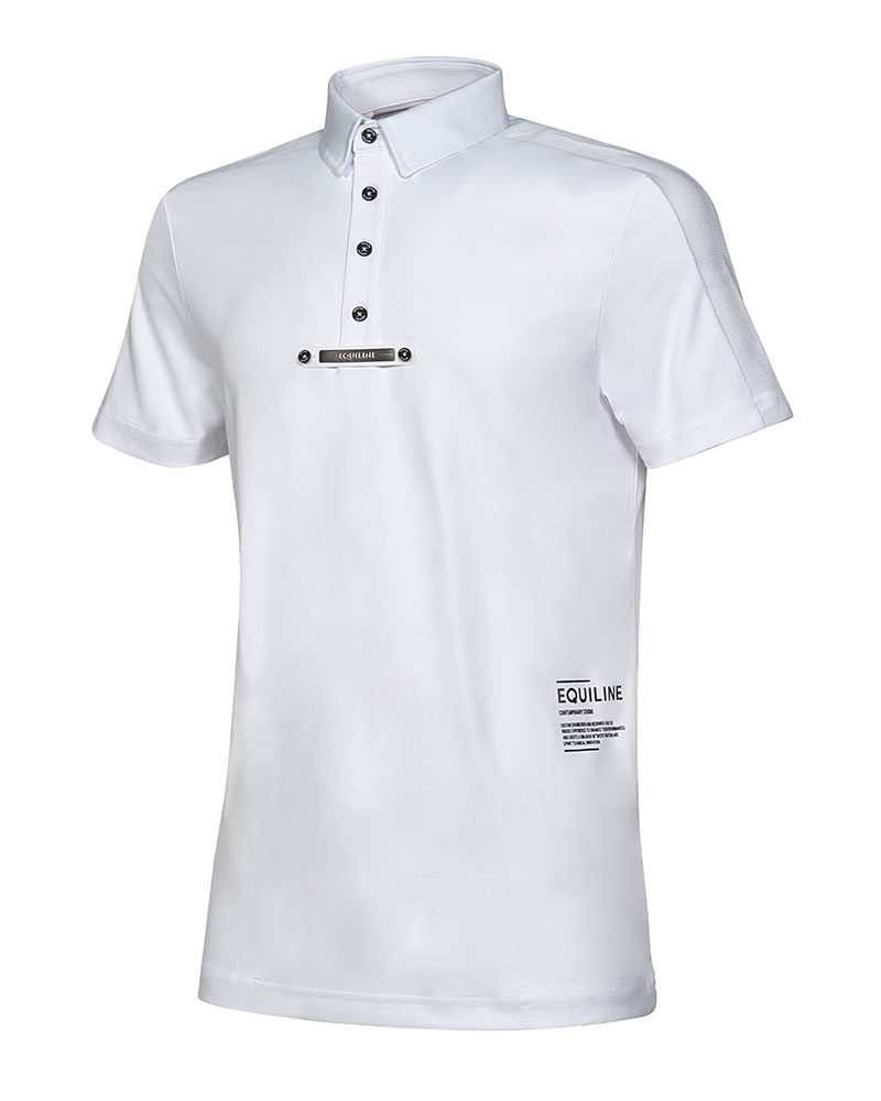 Polo blanco de competición de manga corta para hombre - Connellec - Equiline