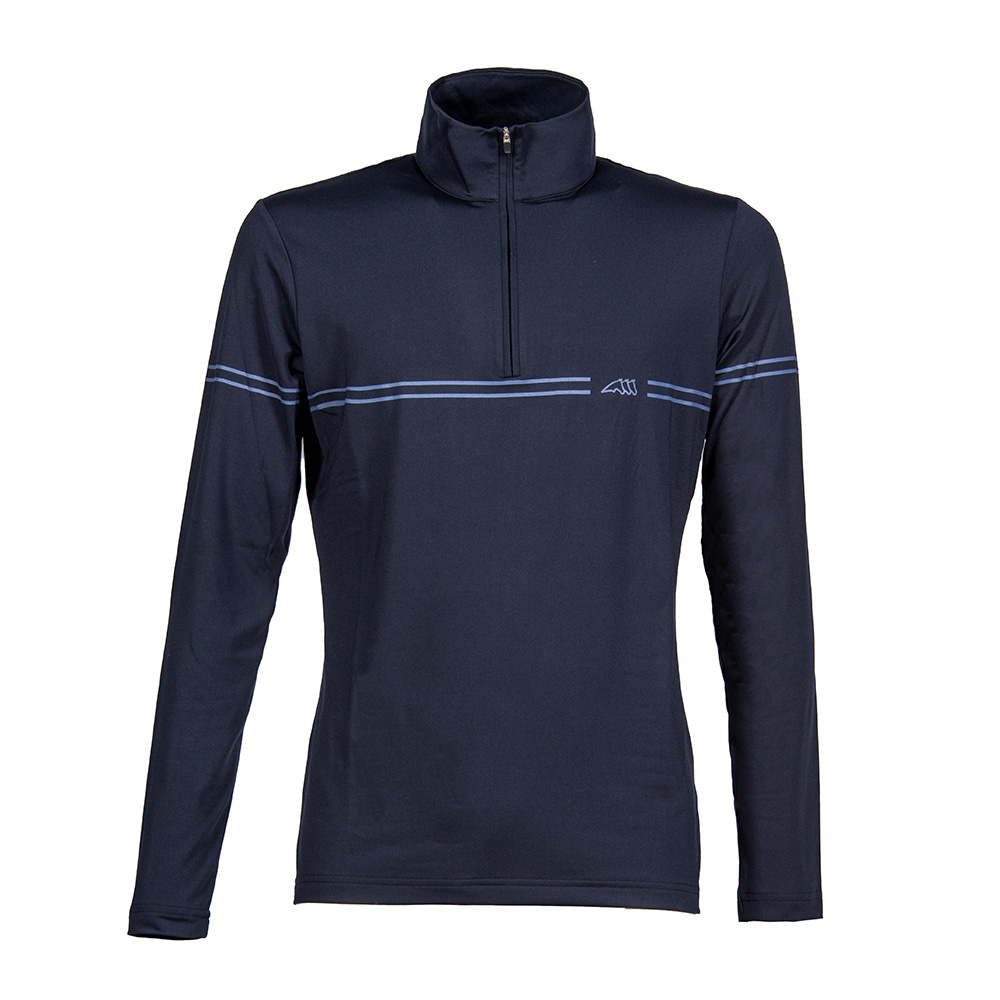 Men's navy blue long sleeve half zip training polo shirt - Equiline