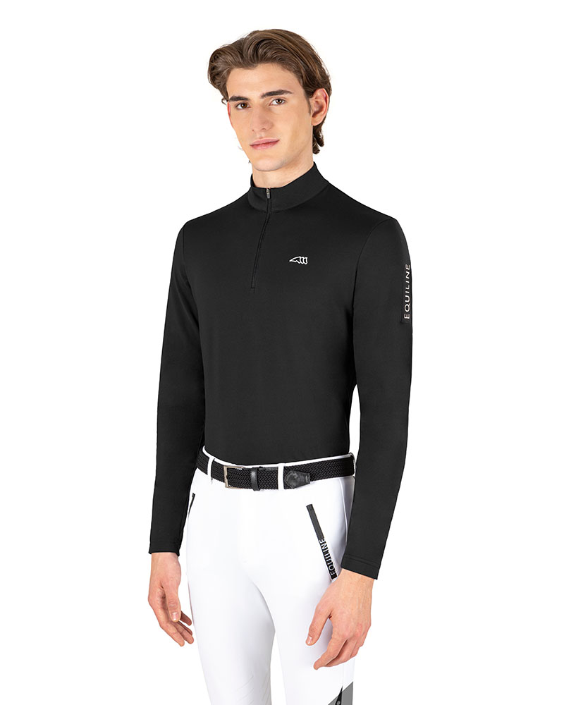 Camiseta de entrenamiento de manga larga negra para invierno hombre - Equiline