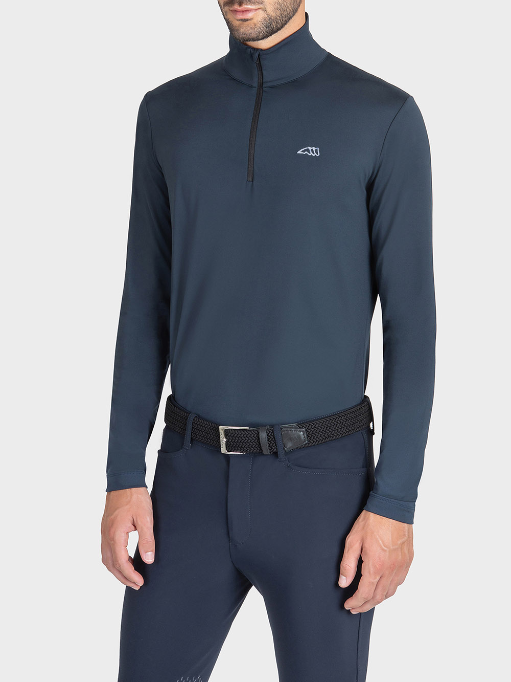 Men’s navy blue long-sleeve training polo - Equiline