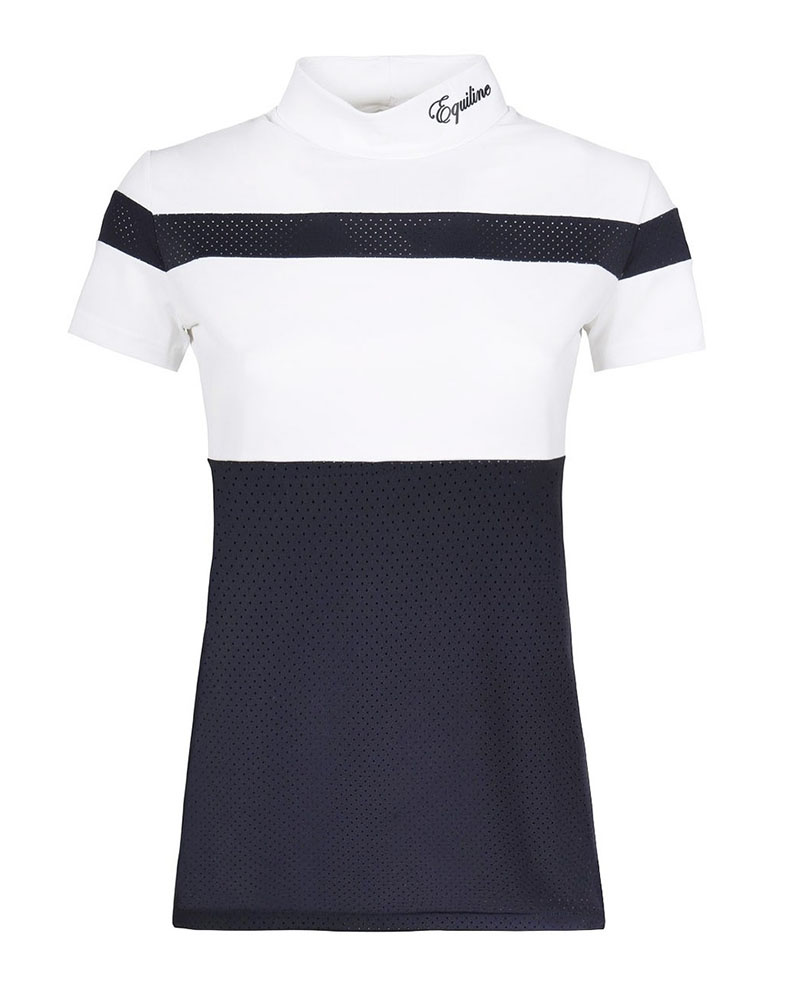 Polo blanco y azul marino de concurso modelo gloria para mujer - EQUILINE