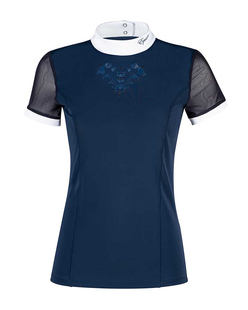 Short Sleeve Competition Polo with Mesh Sleeves – Navy – Isabeli – Equiline