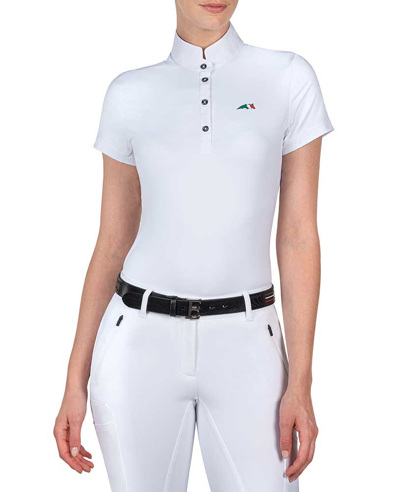 Women’s white short-sleeved competition polo – Canche – Equiline