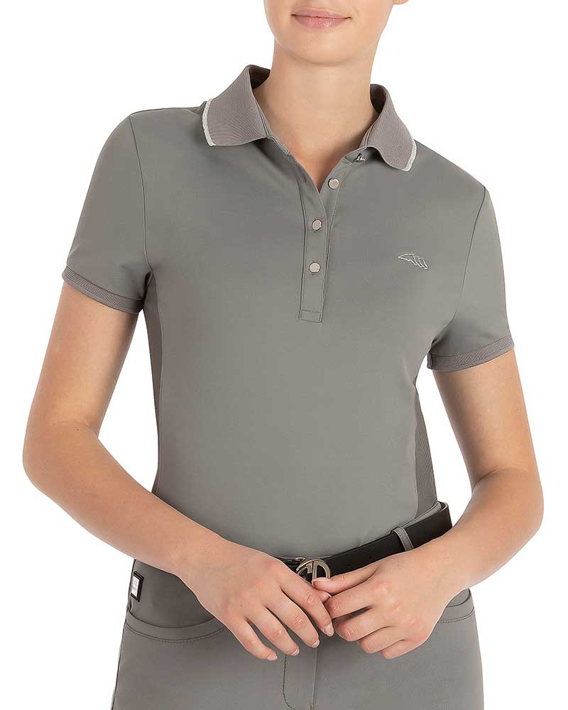 Polo técnico de entrenamiento de manga corta gris para mujer - Ellae - Equiline