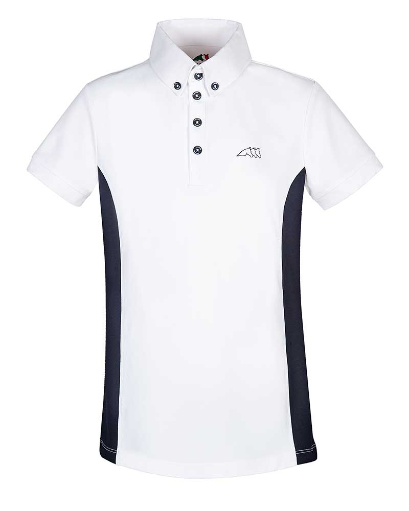 Boys’ short-sleeved white and navy competition piqué polo – Dark – Equiline
