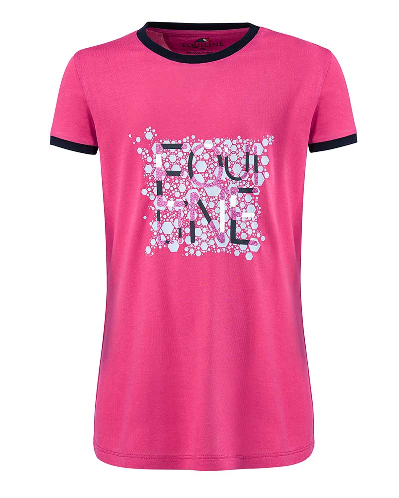 T-shirt casual ou d'entraînement à manches courtes fuchsia à paillettes pour fille Jasmine - Equiline