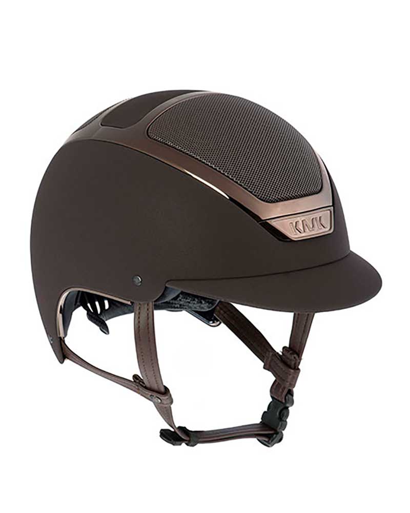 Matt dark brown riding helmet with copper chrome (Brown) Dogma Chrome Light - Kask