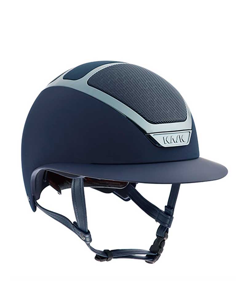 Matt navy riding helmet with wide visor and silver chrome (Navy Silver) Star Lady Chrome - Kask