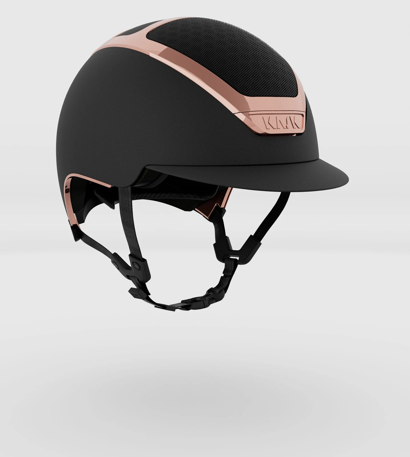 Casco de equitación negro mate con cromado oro rosa (Black Everyrose) Dogma Chrome - Kask