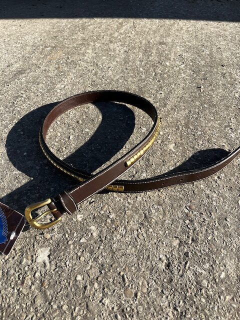 Women's Brown Leather Belt with Gold Details – Horse In
