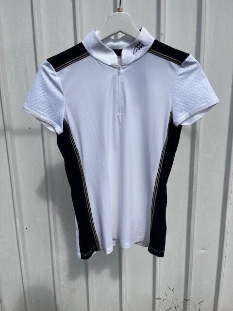 White Short-Sleeve Competition Polo with Mesh Sleeves for Women – Equiline