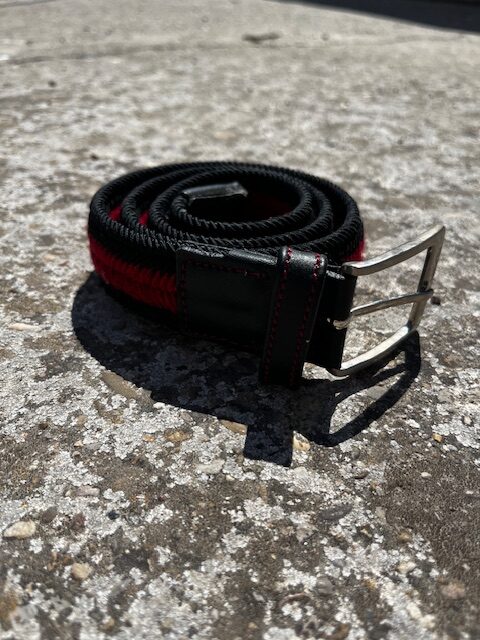 Cinturón trenzado elastico color negro y rojo unisex - Manfredi
