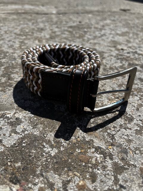 Unisex Tricolor Elastic Braided Belt (Green, Brown, and White) – Manfredi