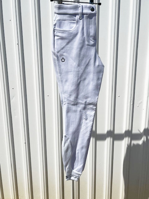 Pantalons de piqué blanc avec poches (grip aux genoux) pour fille - Cavalleria Toscana