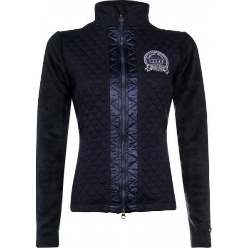 Navy blue jacket with fabric mix and silver crest on the chest for woman – Snowden model by Imperial Riding