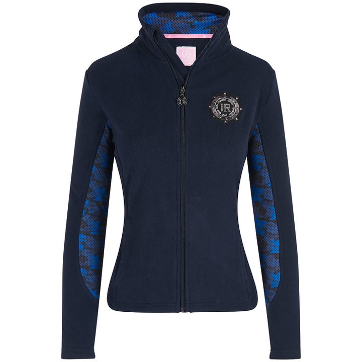 Veste en laine bleu marine avec écusson sur le devant et maille de camouflage bleu aux épaules pour femme modèle Buddy - Imperial Riding