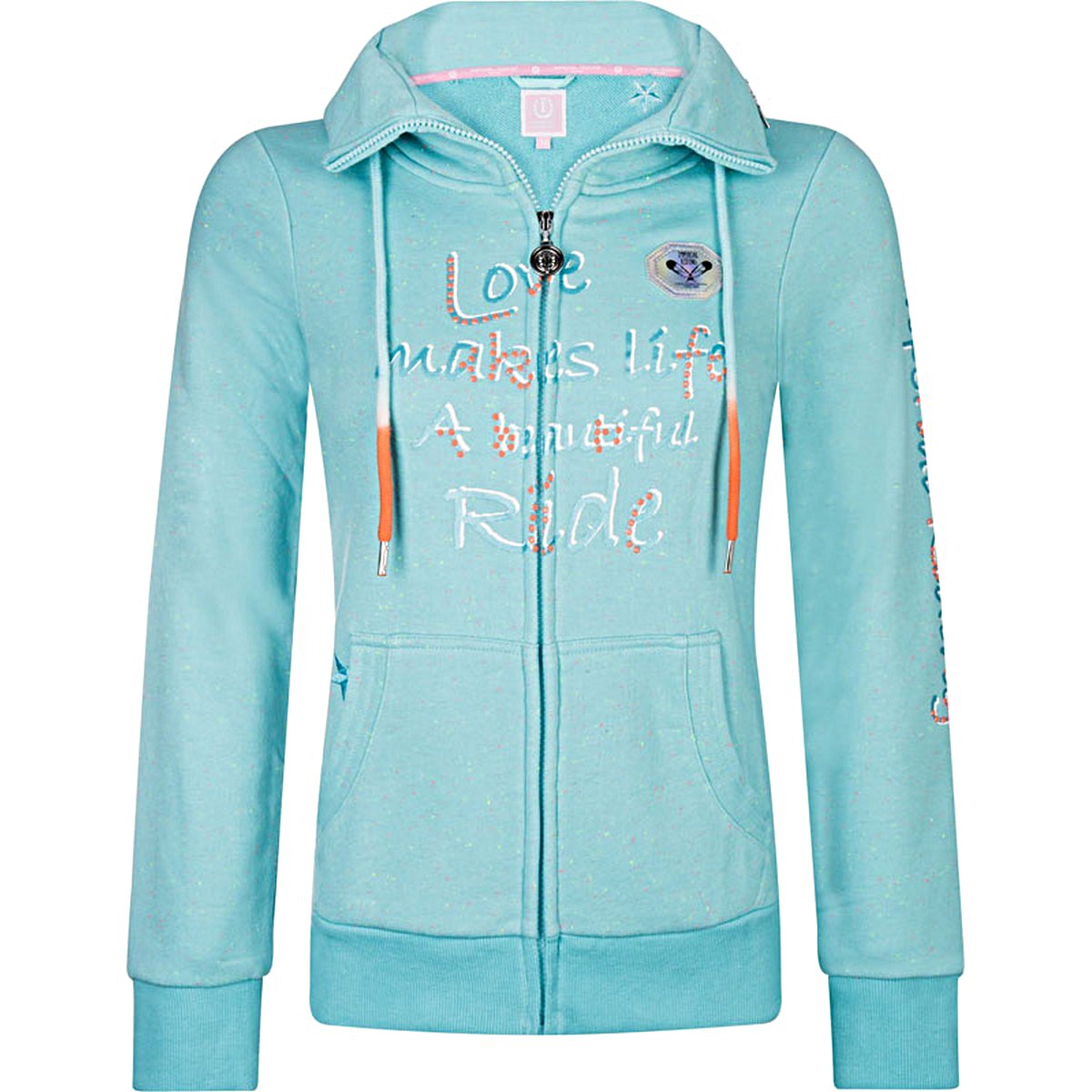 Turquoise sweatshirt with orange contrasts for woman – Paradiso – Imperial Riding
