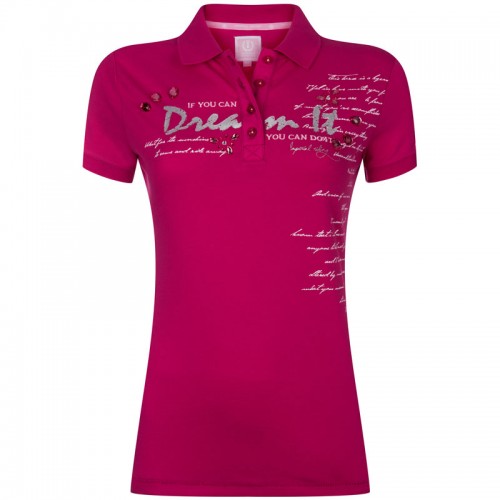 Polo fuchsia avec dessins et strass sur le devant pour femme modèle Mendel - Imperial Riding